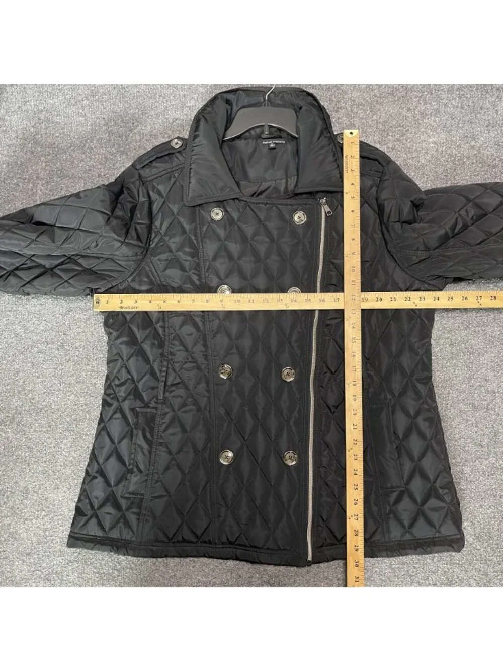 Harve Benard Quilted Black Jacket Coat Women 2X Double-Breasted Lightweight - Picture 8 of 8
